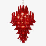 Crimson Cascade Glass Chandelier | Hand-Blown Murano-Style Pendant for Dining Room & Foyer