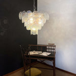 Iridescent Glass Disc Chandelier – Modern Pendant Light for Dining Room and Living Room