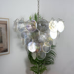 Iridescent Glass Disc Chandelier – Modern Pendant Light for Dining Room and Living Room