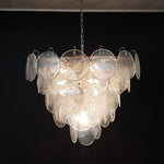 Iridescent Glass Disc Chandelier – Modern Pendant Light for Dining Room and Living Room