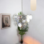 Iridescent Glass Disc Chandelier – Modern Pendant Light for Dining Room and Living Room
