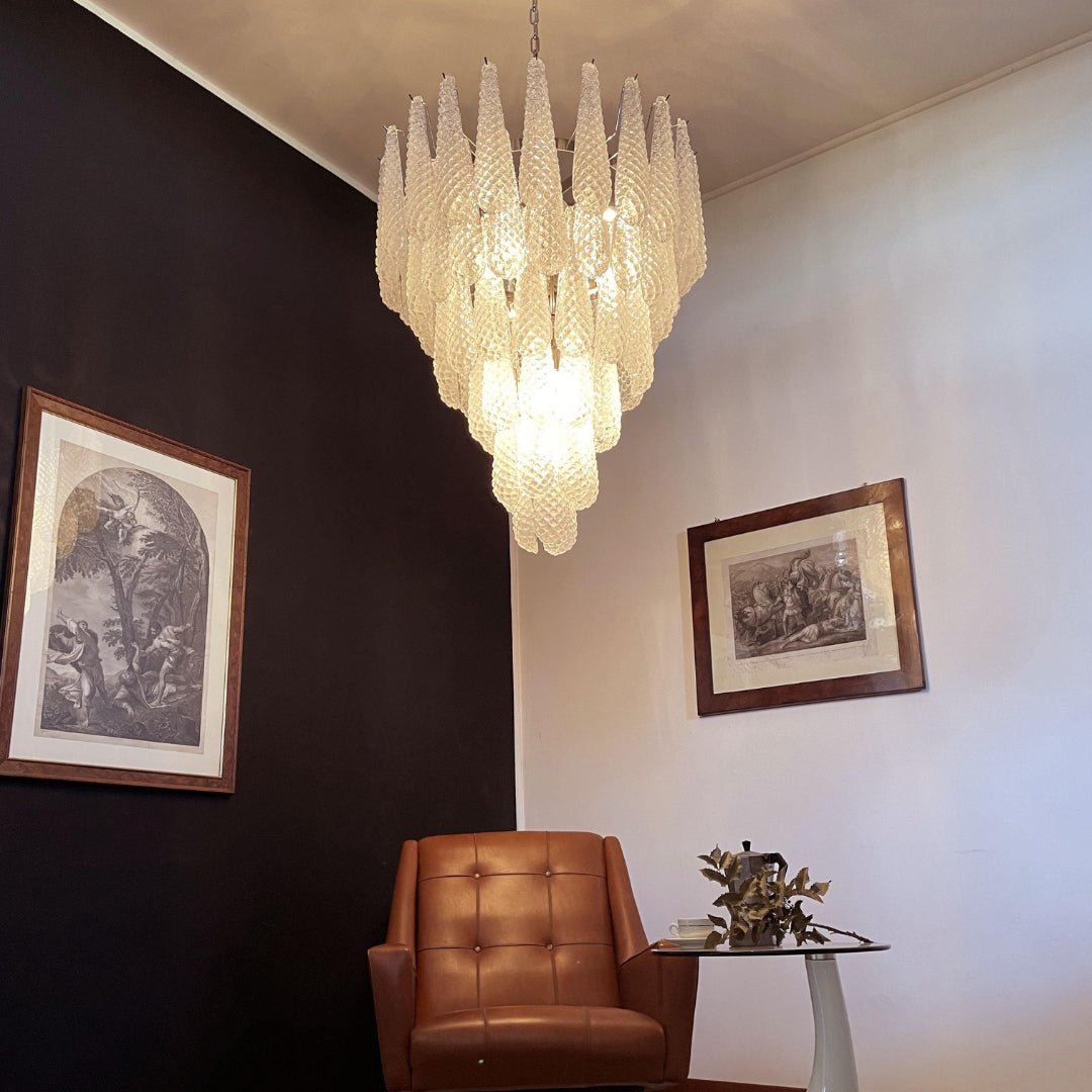 Glass Dewdrop Chandelier – Modern Art Glass Pendant Light for Dining Room and Foyer