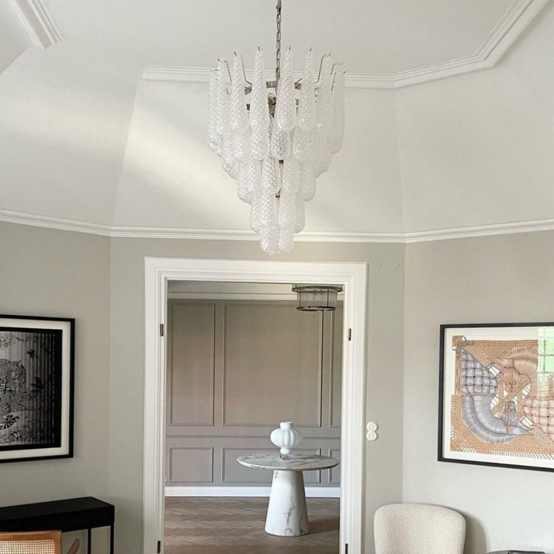 Glass Dewdrop Chandelier – Modern Art Glass Pendant Light for Dining Room and Foyer