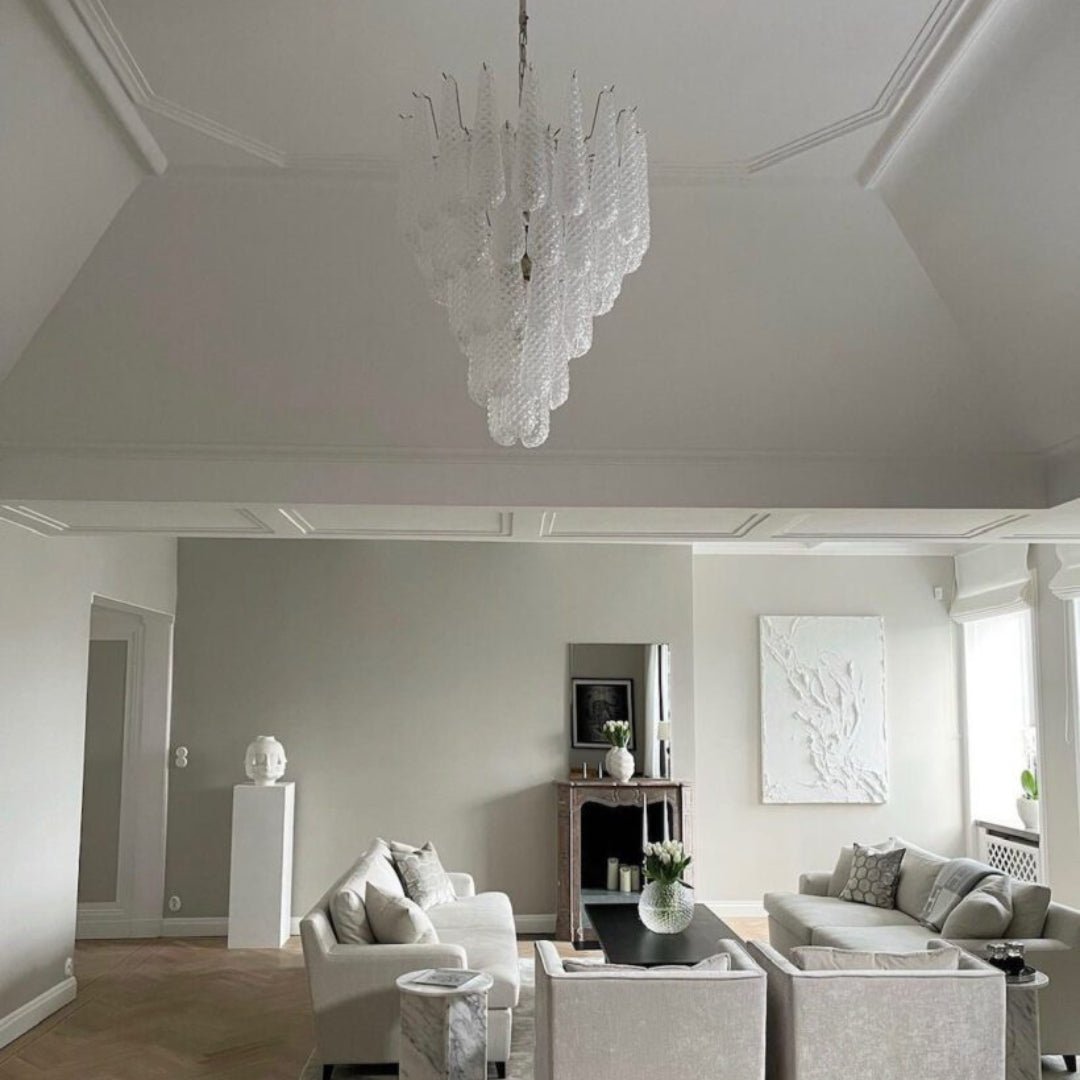 Glass Dewdrop Chandelier – Modern Art Glass Pendant Light for Dining Room and Foyer