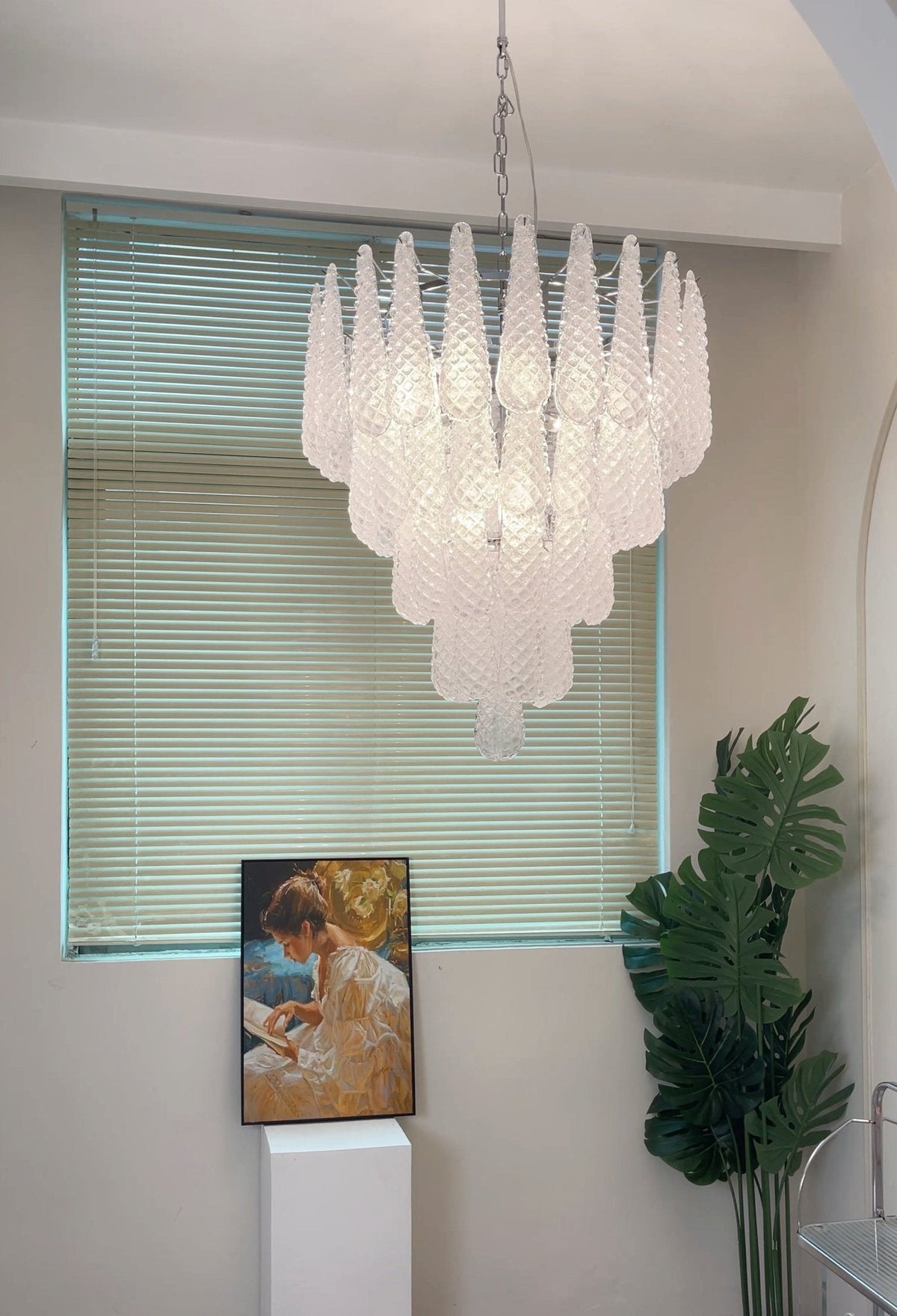 Glass Dewdrop Chandelier – Modern Art Glass Pendant Light for Dining Room and Foyer