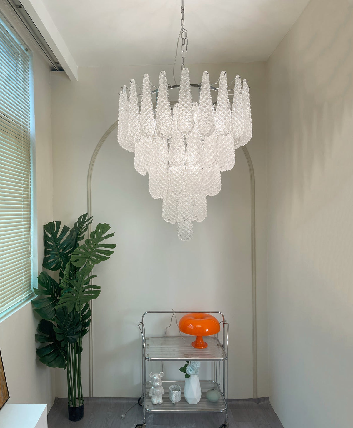 Glass Dewdrop Chandelier – Modern Art Glass Pendant Light for Dining Room and Foyer