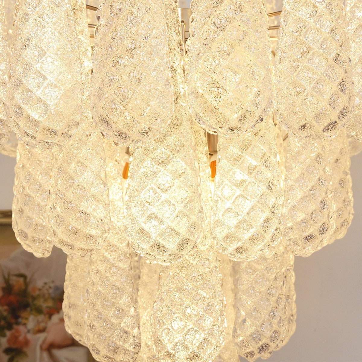 Glass Dewdrop Chandelier – Modern Art Glass Pendant Light for Dining Room and Foyer