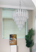 Glass Dewdrop Chandelier – Modern Art Glass Pendant Light for Dining Room and Foyer