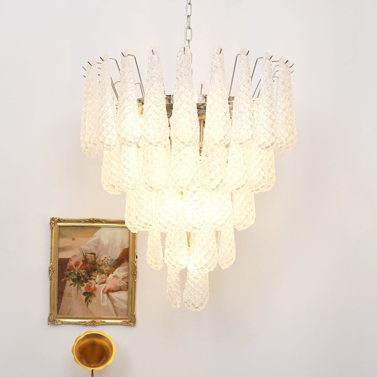 Glass Dewdrop Chandelier – Modern Art Glass Pendant Light for Dining Room and Foyer
