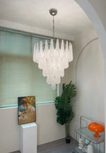 Aurelia Glass Droplet Chandelier – Modern Waterfall Pendant Light for Dining Room and Foyer