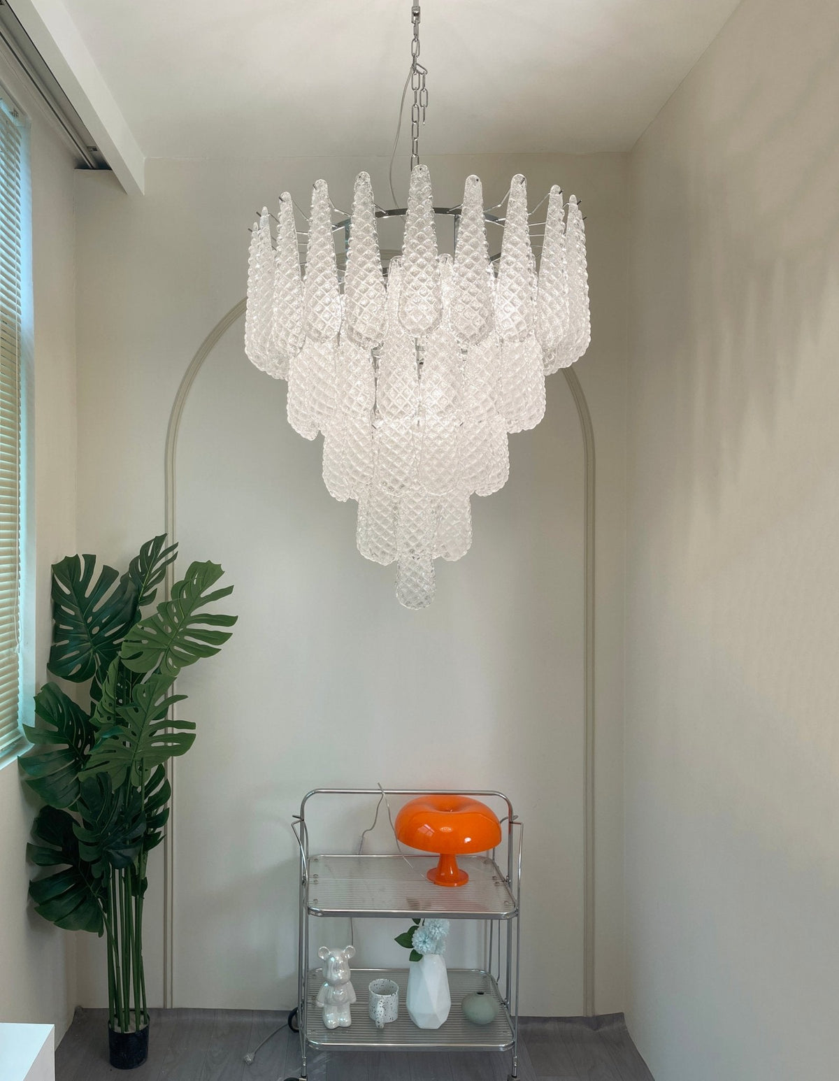 Aurelia Glass Droplet Chandelier – Modern Waterfall Pendant Light for Dining Room and Foyer