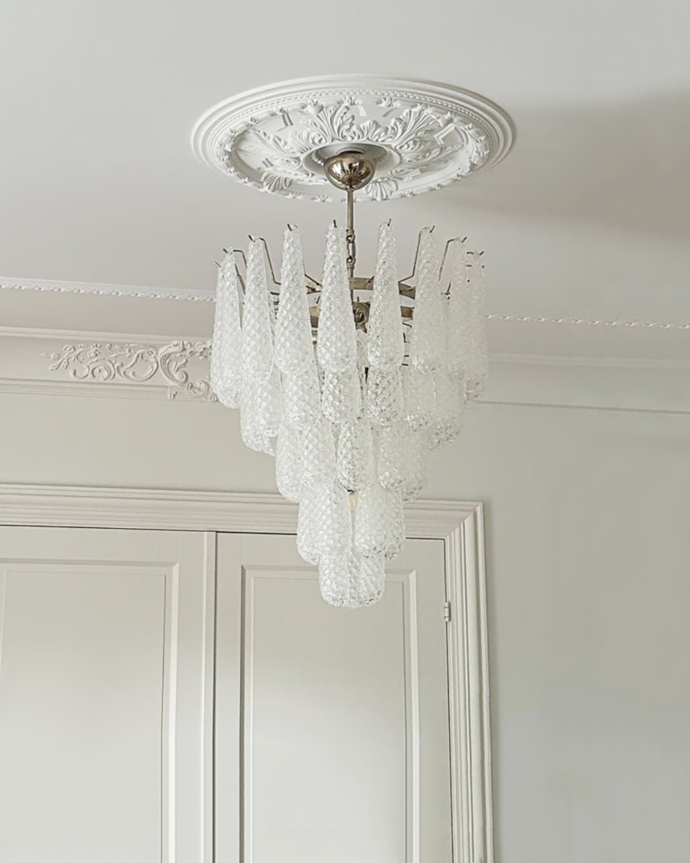 Aurelia Glass Droplet Chandelier – Modern Waterfall Pendant Light for Dining Room and Foyer