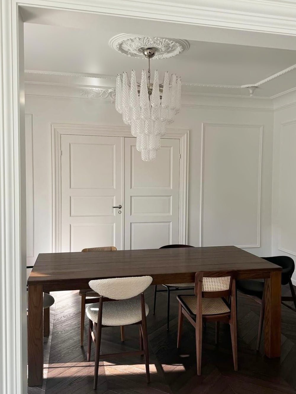 Aurelia Glass Droplet Chandelier – Modern Waterfall Pendant Light for Dining Room and Foyer