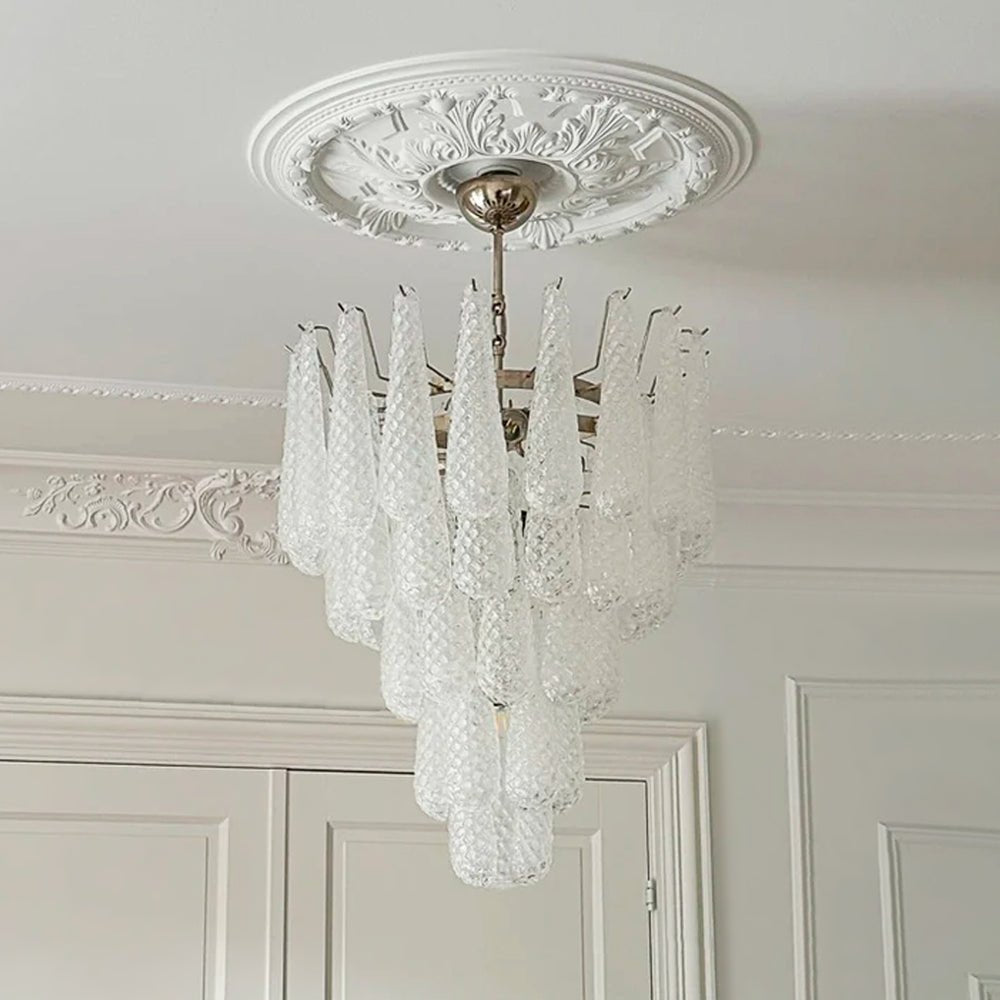 Aurelia Glass Droplet Chandelier – Modern Waterfall Pendant Light for Dining Room and Foyer