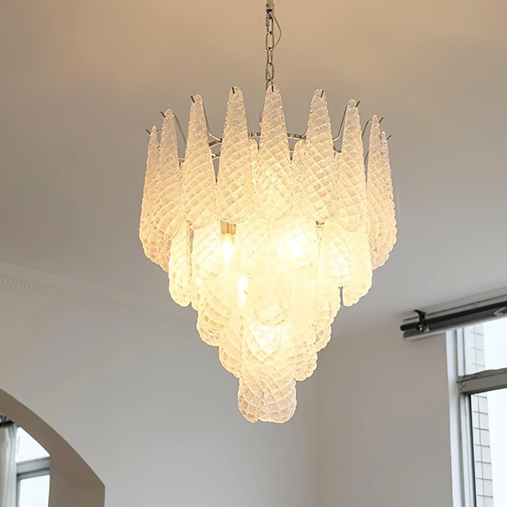 Aurelia Glass Droplet Chandelier – Modern Waterfall Pendant Light for Dining Room and Foyer