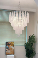 Aurelia Glass Droplet Chandelier – Modern Waterfall Pendant Light for Dining Room and Foyer