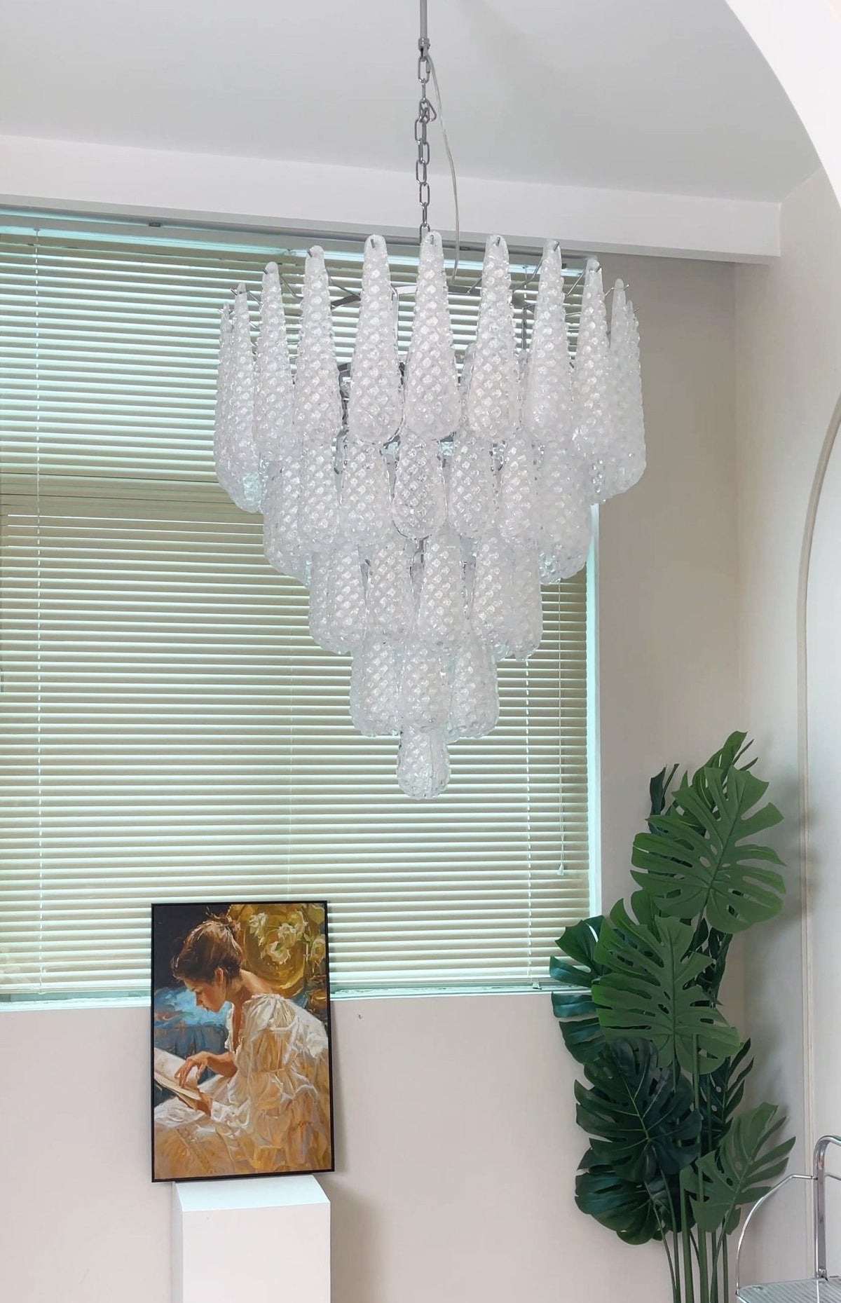 Aurelia Glass Droplet Chandelier – Modern Waterfall Pendant Light for Dining Room and Foyer