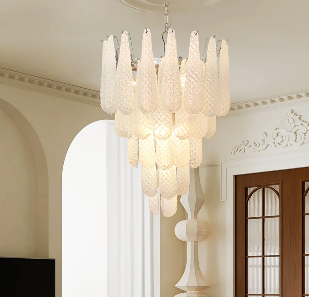 Aurelia Glass Droplet Chandelier – Modern Waterfall Pendant Light for Dining Room and Foyer