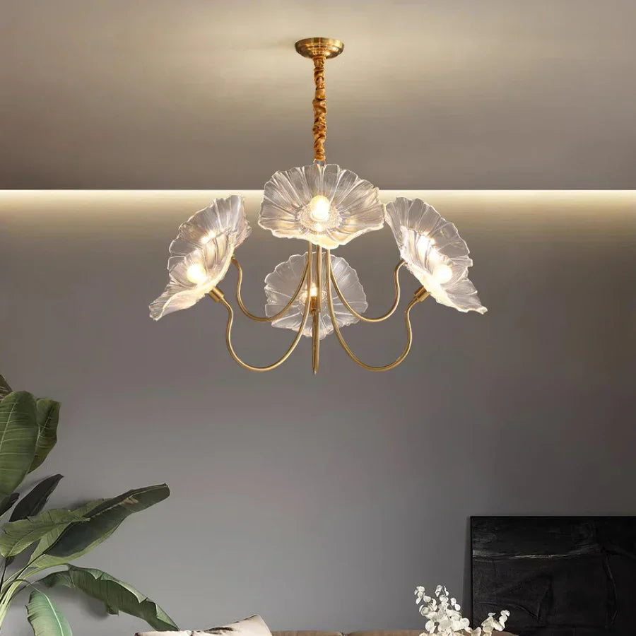American Style Minimalist Living Room With Nordic Style Chandelier