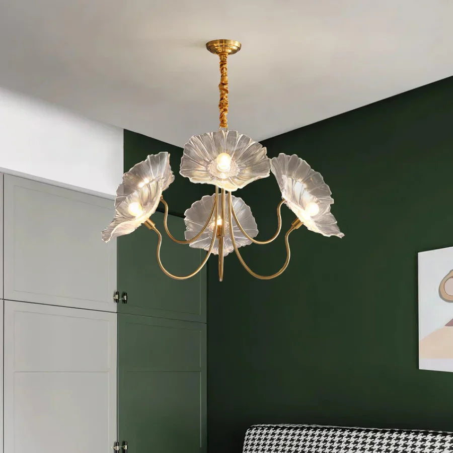 American Style Minimalist Living Room With Nordic Style Chandelier