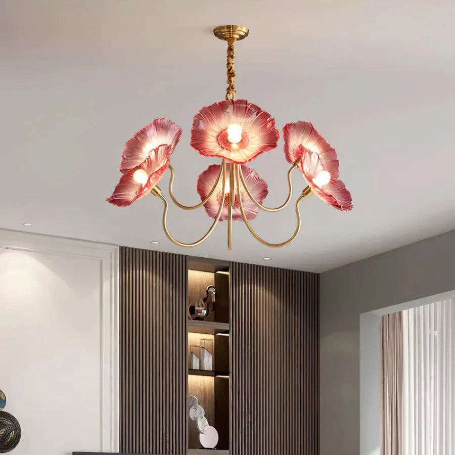 American Style Minimalist Living Room With Nordic Style Chandelier