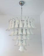 White Glass Petals Chandelier – Modern Designer Pendant Light for Dining Room and Living Room