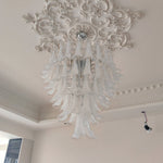 White Glass Petals Chandelier – Modern Designer Pendant Light for Dining Room and Living Room