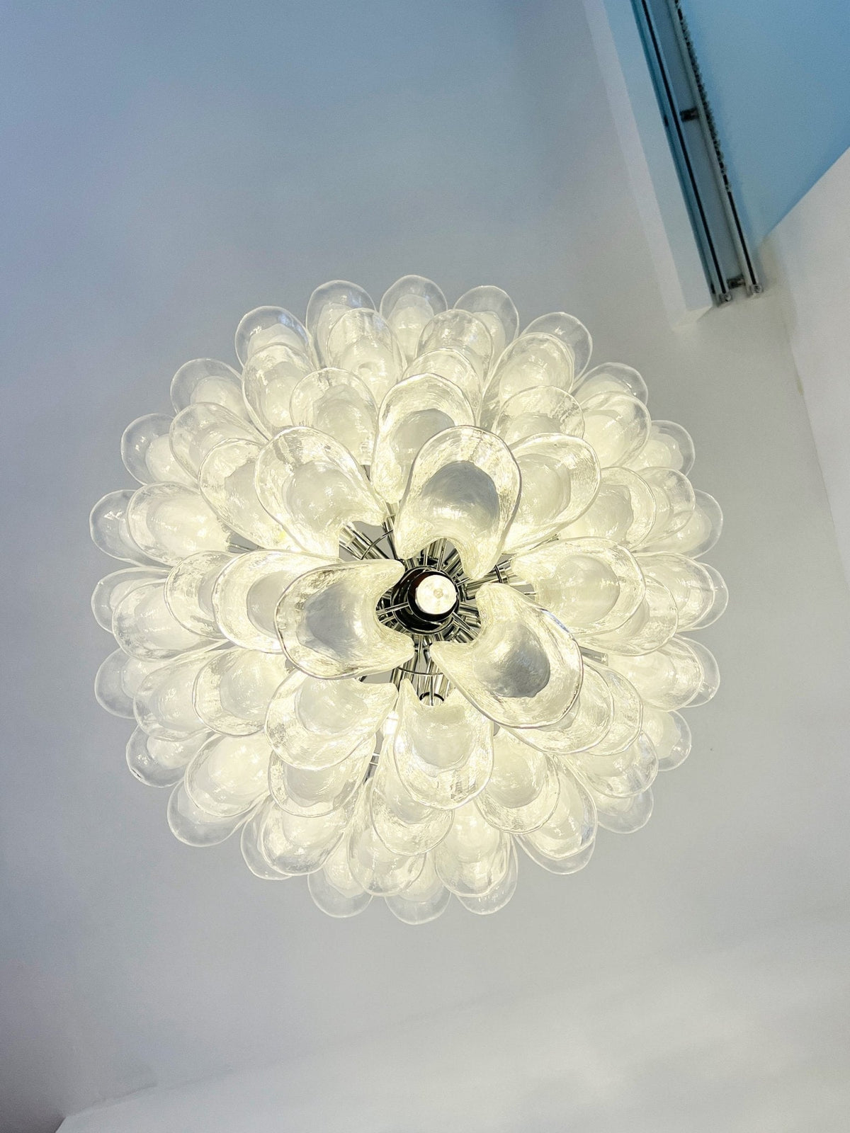 White Glass Petals Chandelier – Modern Designer Pendant Light for Dining Room and Living Room