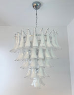 White Glass Petals Chandelier – Modern Designer Pendant Light for Dining Room and Living Room