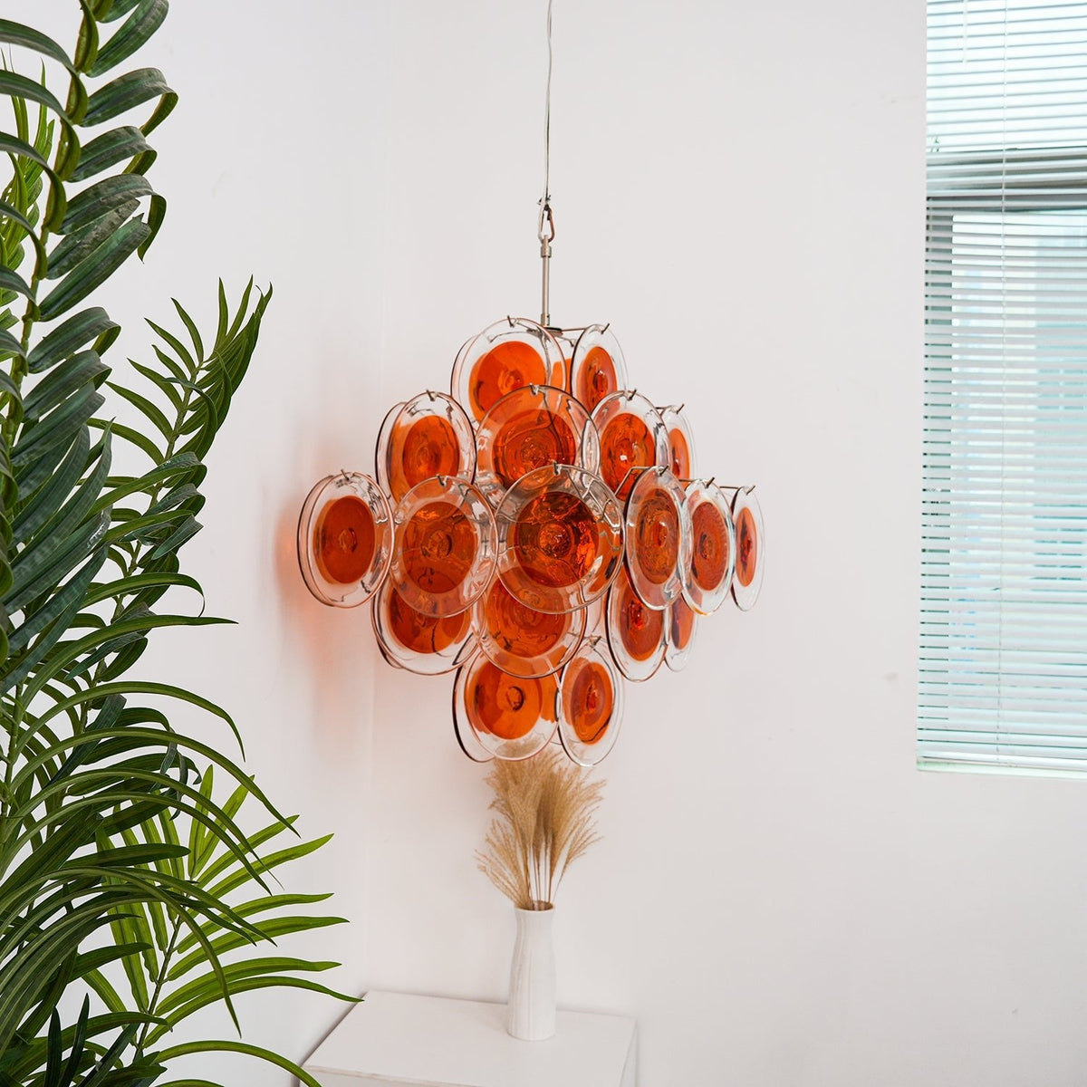 Aurelia Orange Glass Disc Chandelier – Modern Designer Pendant Light