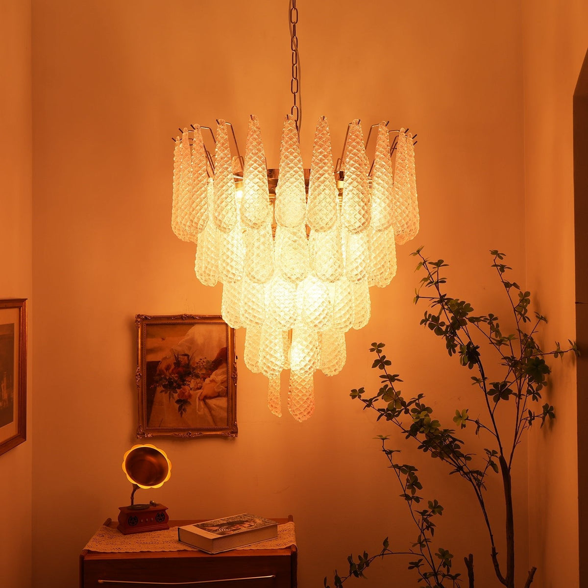 Pink Glass Dewdrop Chandelier | Modern Designer Lighting