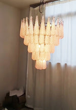 Pink Murano Glass Droplet Chandelier for Dining Room and Living Room