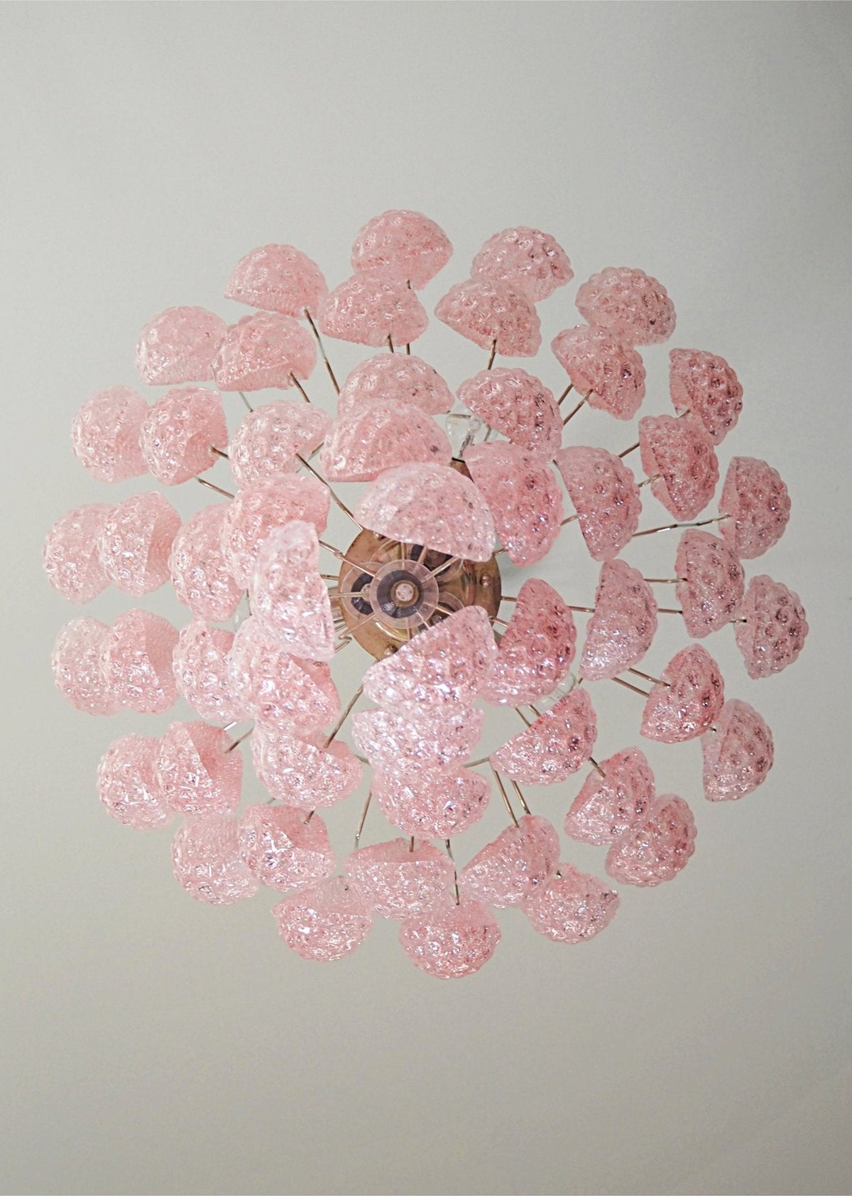 Pink Murano Glass Droplet Chandelier for Dining Room and Living Room