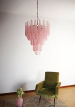 Pink Murano Glass Droplet Chandelier for Dining Room and Living Room