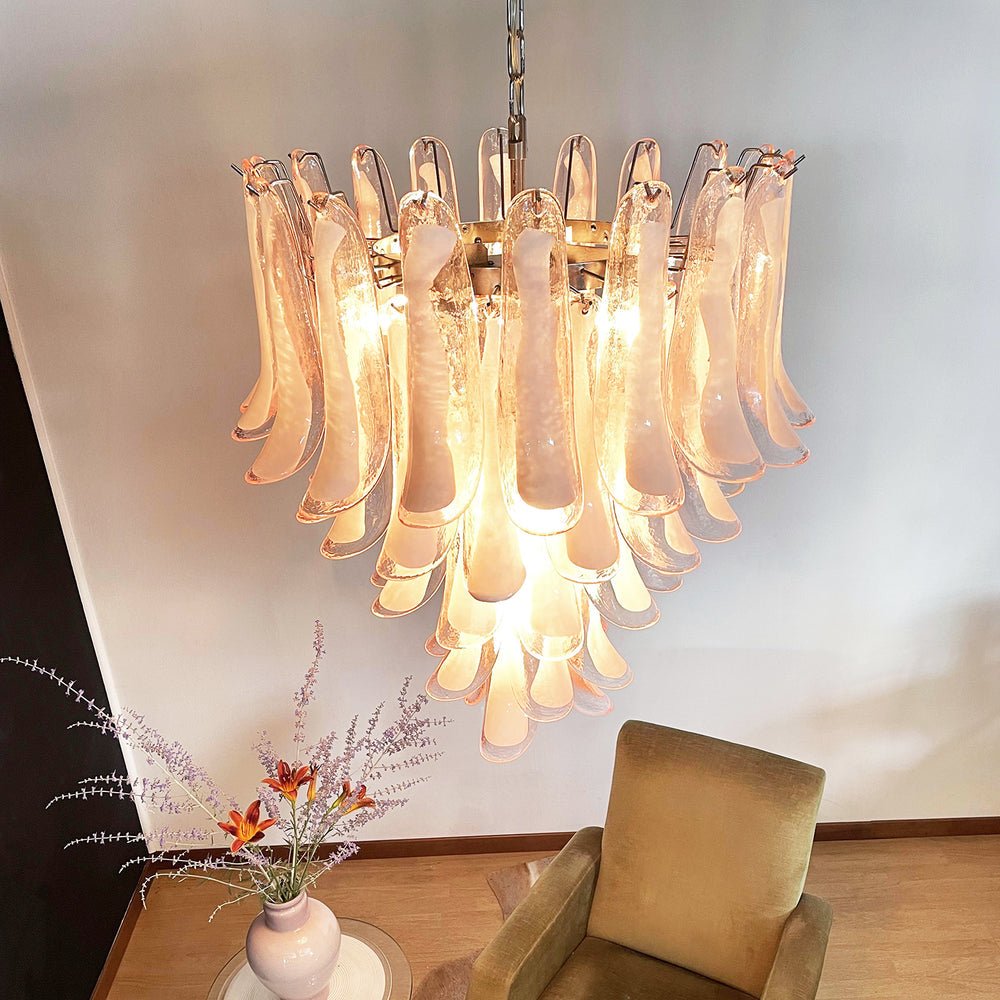 Pink Petal Glass Chandelier | Handcrafted Designer Ceiling Light