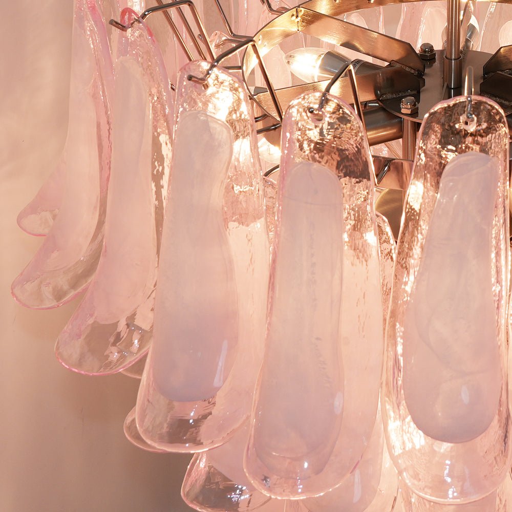 Pink Petal Glass Chandelier | Handcrafted Designer Ceiling Light