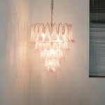 Pink Petal Glass Chandelier | Handcrafted Designer Ceiling Light