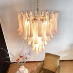 Pink Petal Glass Chandelier | Handcrafted Designer Ceiling Light