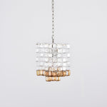 Interlocking Glass Chandelier with Amber Cups and Chrome Frame