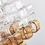 Interlocking Glass Chandelier with Amber Cups and Chrome Frame