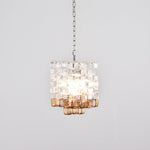 Interlocking Glass Chandelier with Amber Cups and Chrome Frame