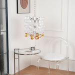 Interlocking Glass Chandelier with Amber Cups and Chrome Frame