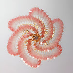 Blush Pink Glass Prism Chandelier with Gold Accents