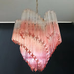 Blush Pink Glass Prism Chandelier with Gold Accents