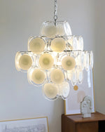 Modern White Glass Orb Chandelier for Dining Room and Living Room