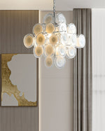 Modern White Glass Orb Chandelier for Dining Room and Living Room