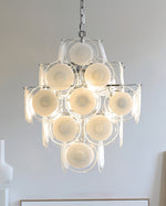 Modern White Glass Orb Chandelier for Dining Room and Living Room