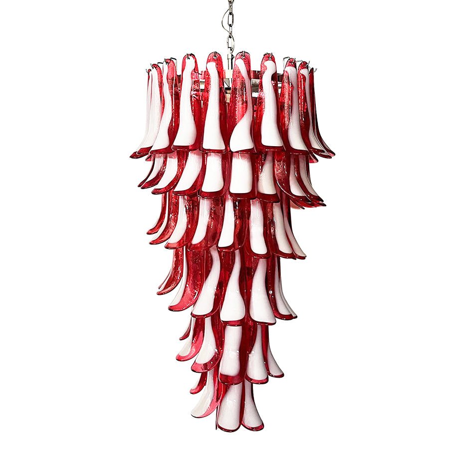 Red Petals Spiral Glass Chandelier | Modern Designer Pendant Light