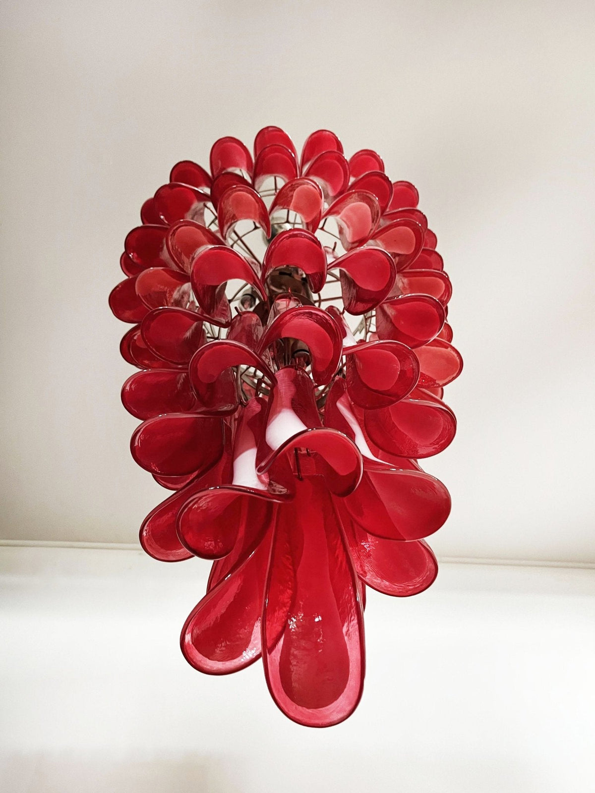 Red Petals Spiral Glass Chandelier | Modern Designer Pendant Light