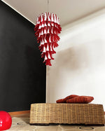 Red Petals Spiral Glass Chandelier | Modern Designer Pendant Light